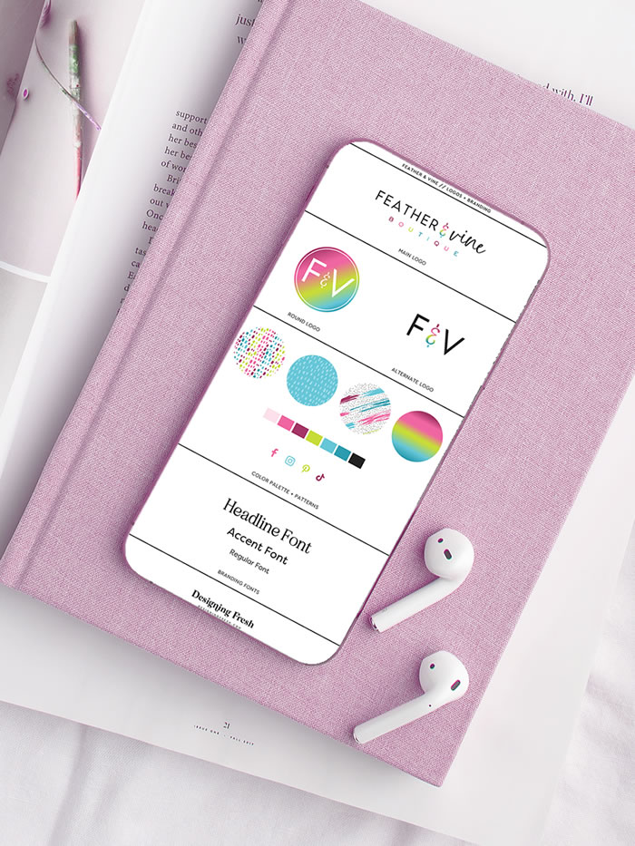 Feather and Vine boutiques branding is bold and classic with bright colors to make it pop!
